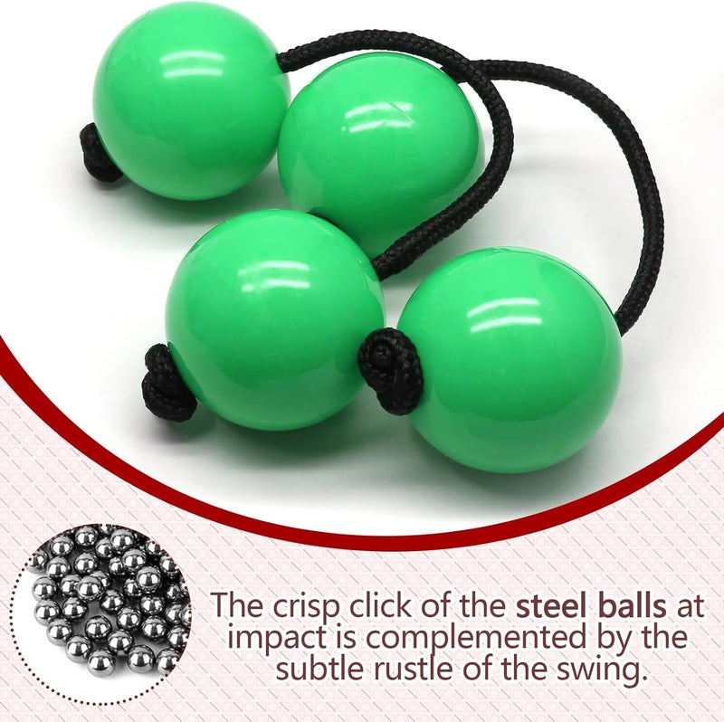 Jersvimc 2 Pair Aslatua Shakers Kashaka Shaker Instrument, African Rhythmic Ball Hand Percussion Musical Green Shaker Balls for Adults - Image 5